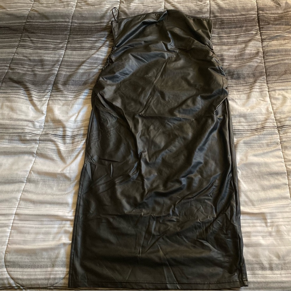 Shein Black Faux Leather Tube Dress
